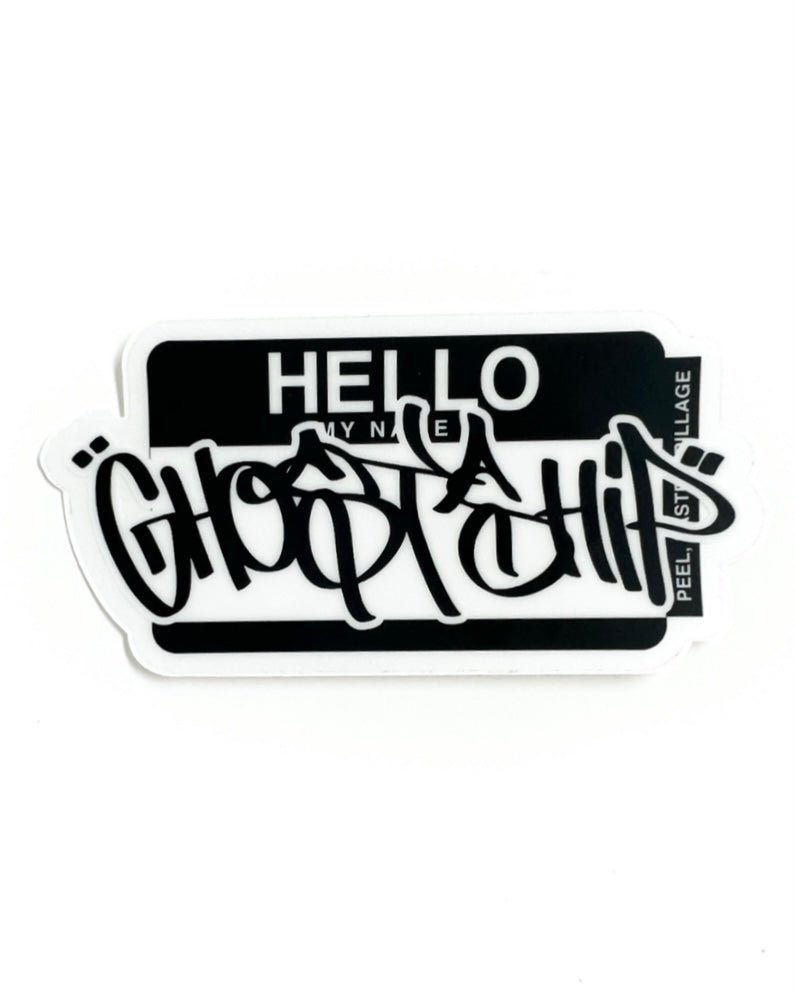 Hello My Name Is Black and White Tag Sticker