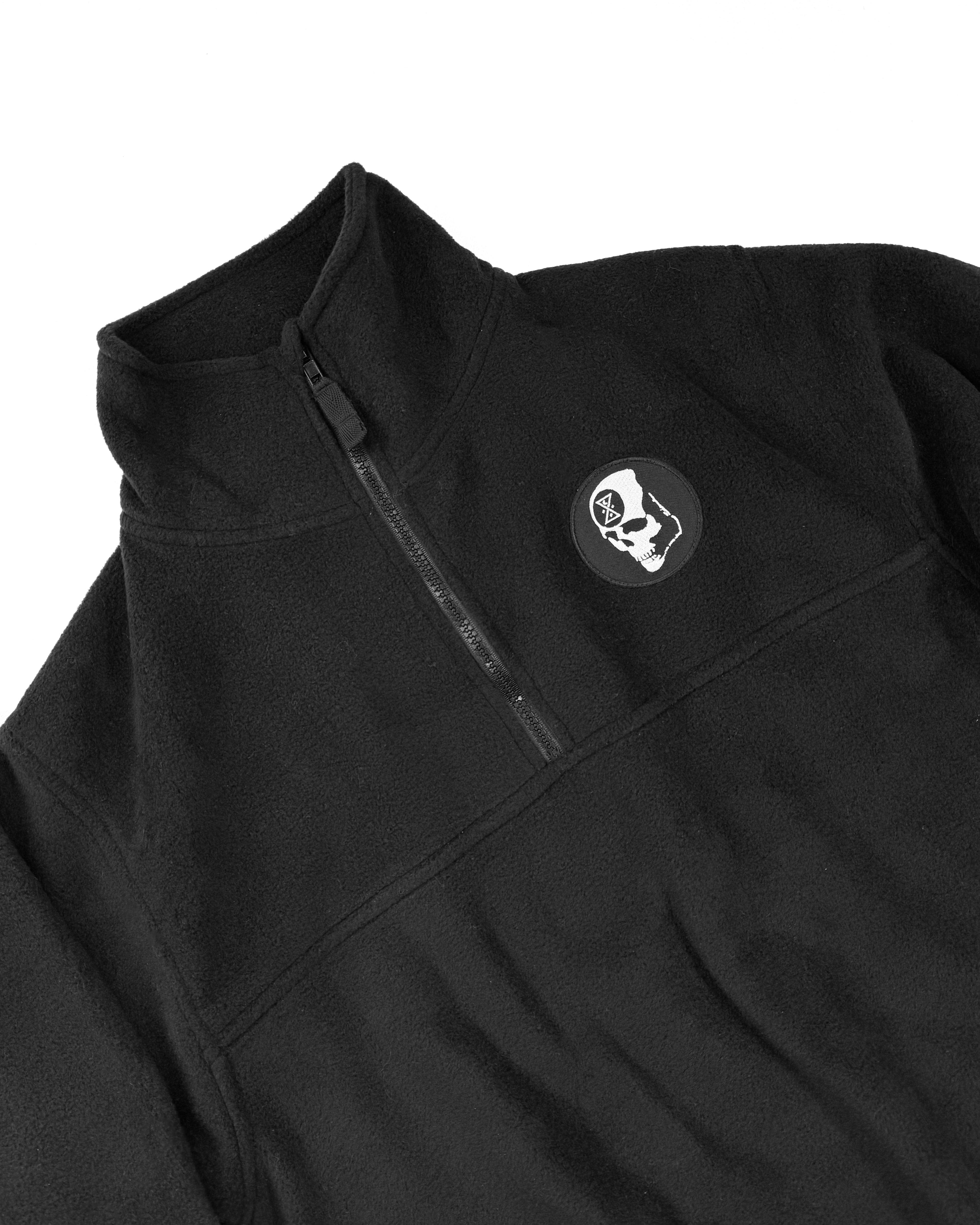 Quarter Zip Ominous Skull Fleece - Black - GHOSTSHIP.Supply