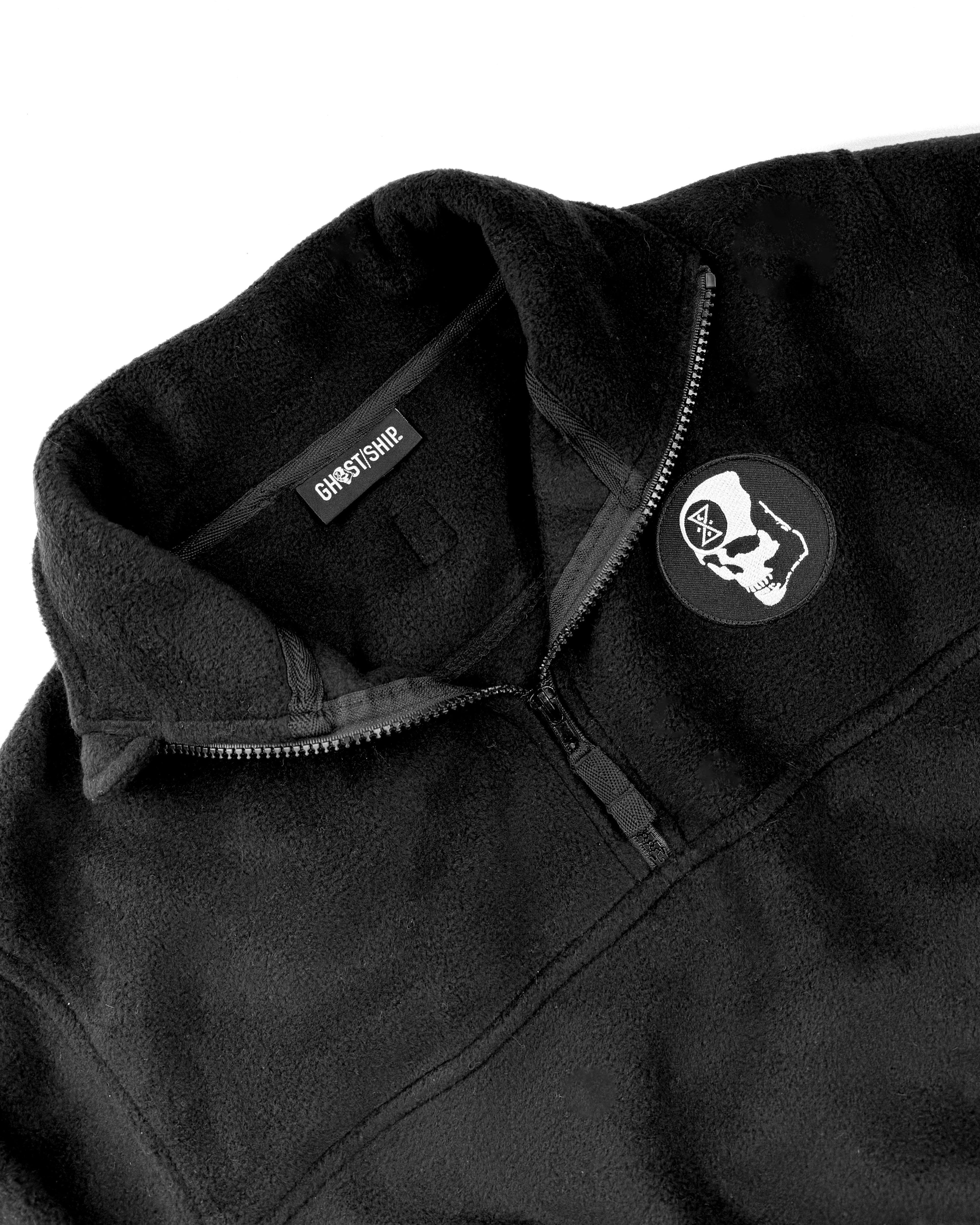 Quarter Zip Ominous Skull Fleece - Black - GHOSTSHIP.Supply