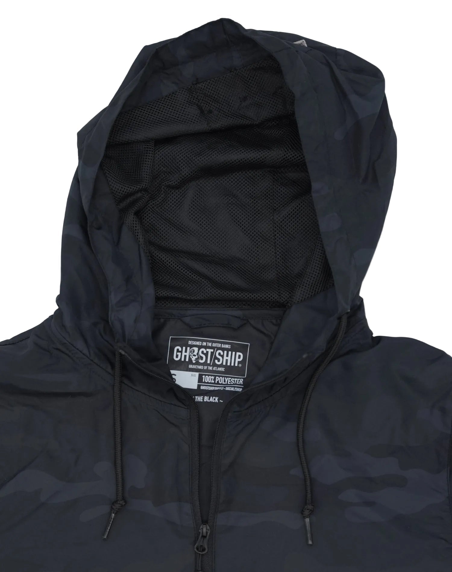 GHOST SHIP Graffiti Outer Banks Skull Windbreaker | Coastal Outerwear - ghostship supply