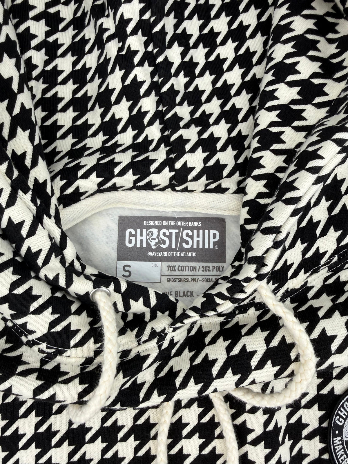GHOST SHIP Outer Banks Skull Houndstooth Hoodie | Coastal Streetwear - Ghost Ship Supply