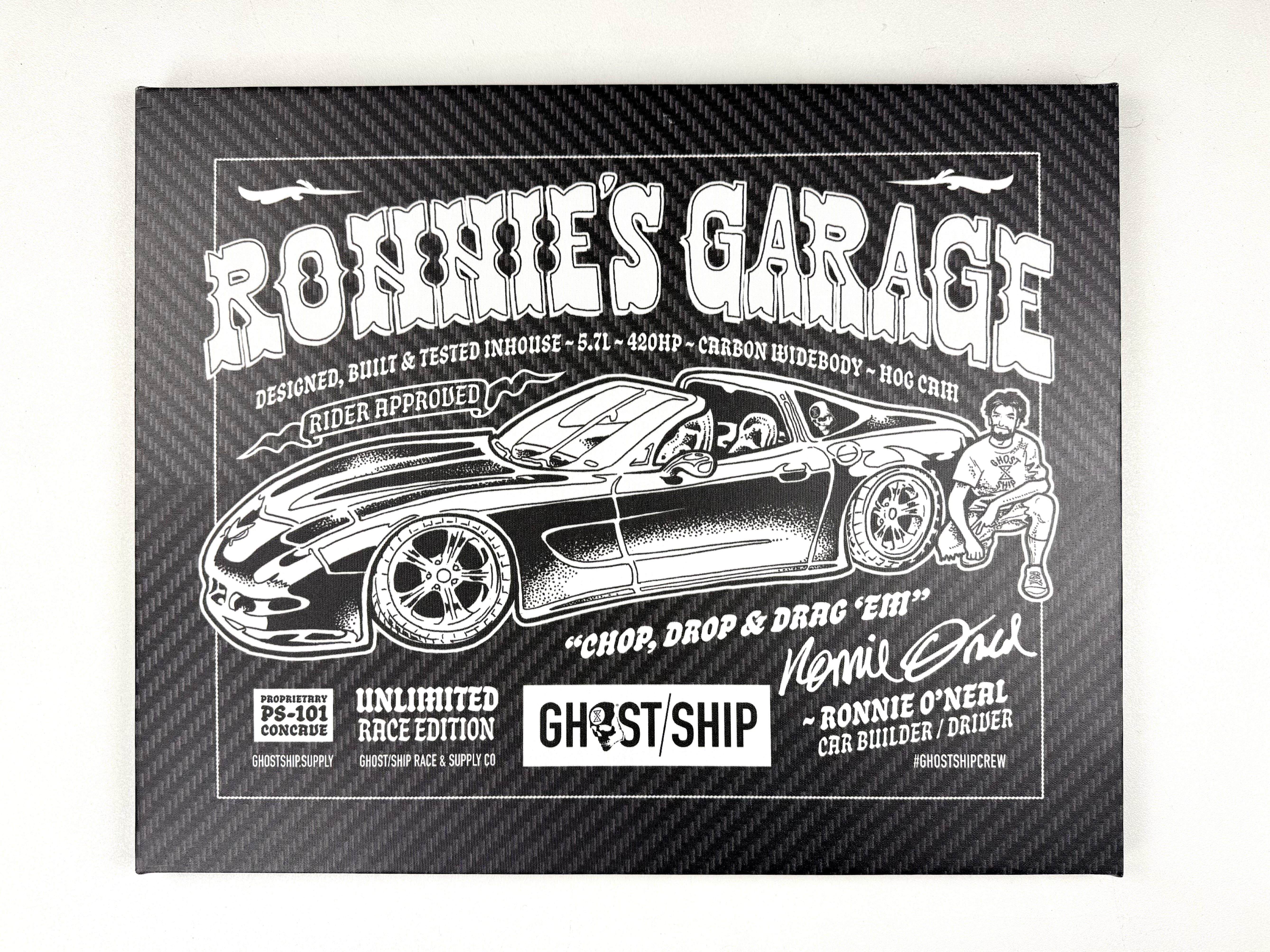 RONNIE'S GARAGE - Ronnie O'Neal Pro Model Art Canvas 20x16 - GHOSTSHIP.Supply