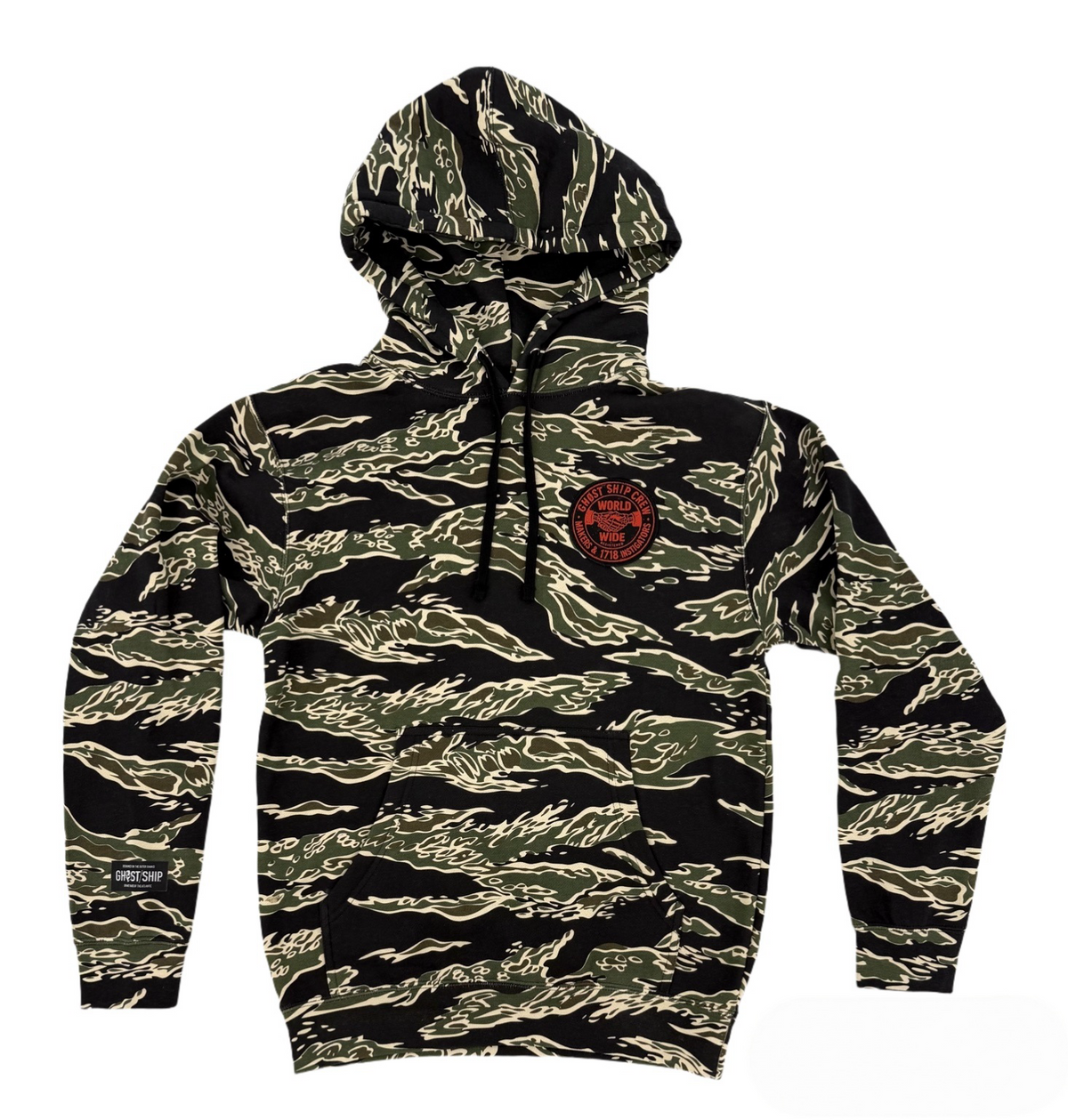 GHOST SHIP Outer Banks Skull Tiger Camo Hoodie | Coastal Streetwear