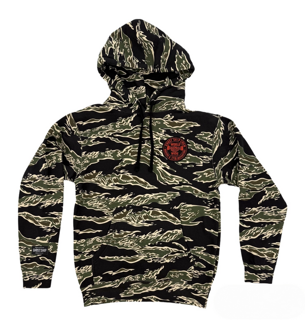 GHOST SHIP Outer Banks Skull Tiger Camo Hoodie | Coastal Streetwear