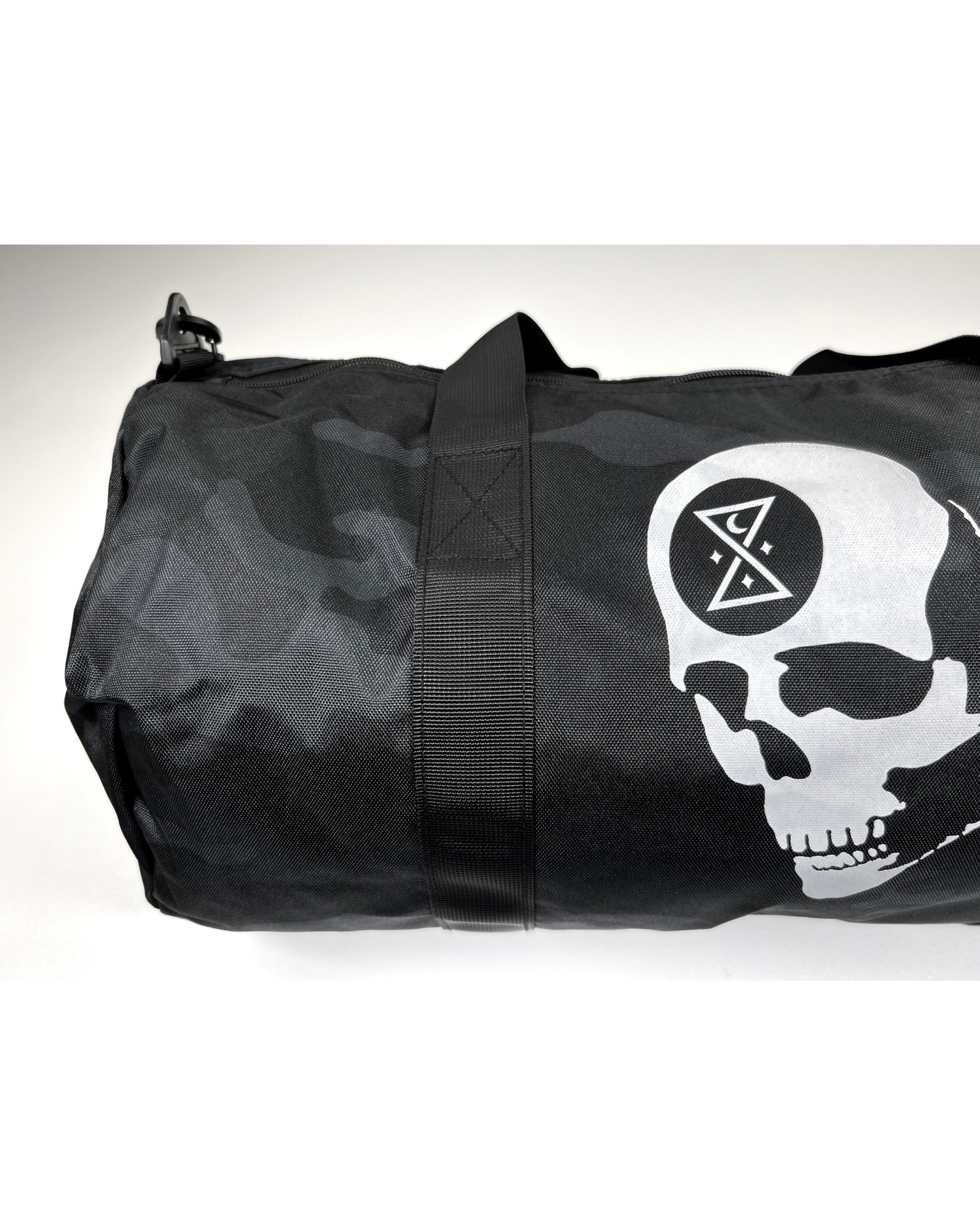 Black Camo Print Ominous Skull Duffle Bag - GHOSTSHIP.Supply