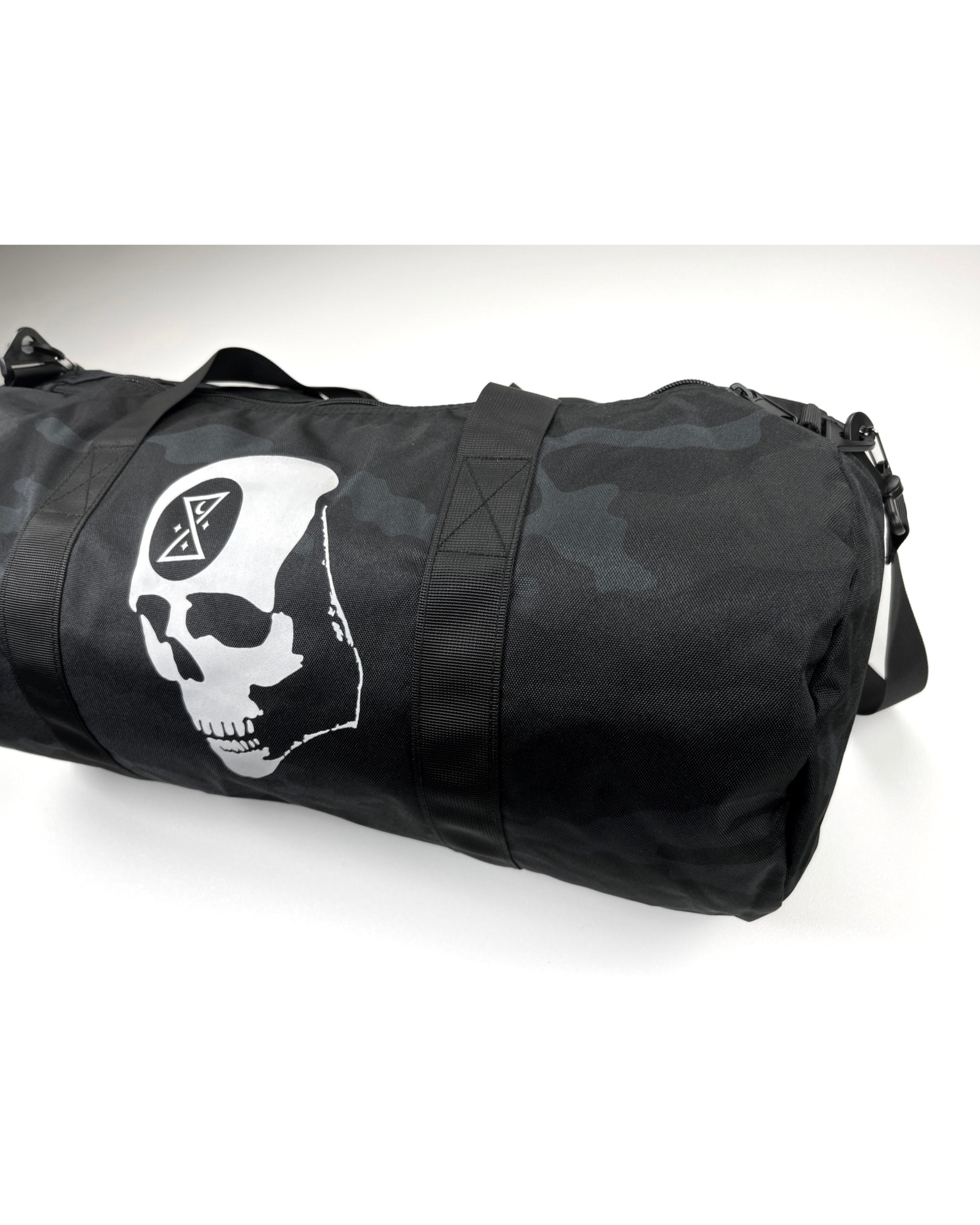 Black Camo Print Ominous Skull Duffle Bag - GHOSTSHIP.Supply