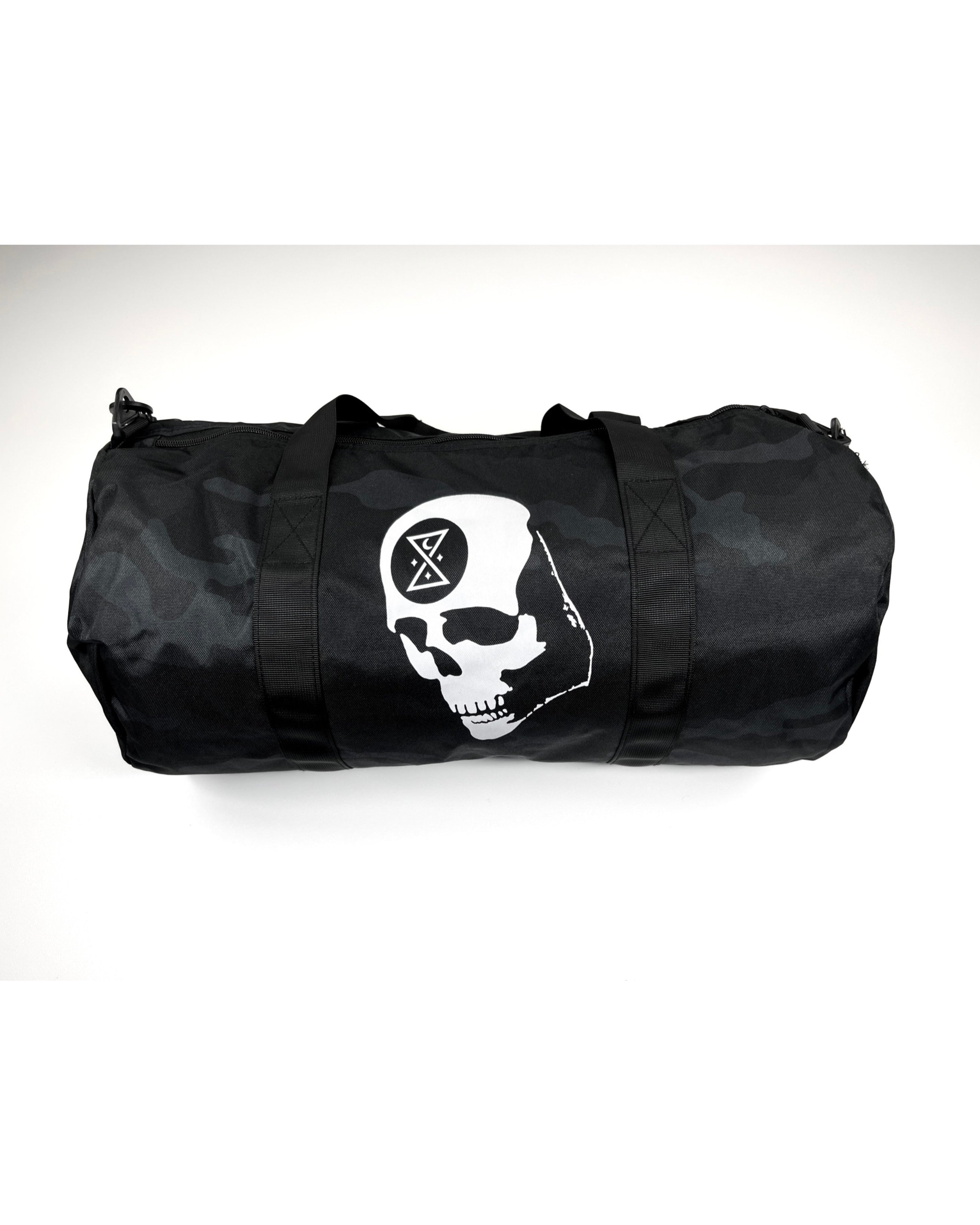 Black Camo Print Ominous Skull Duffle Bag - GHOSTSHIP.Supply