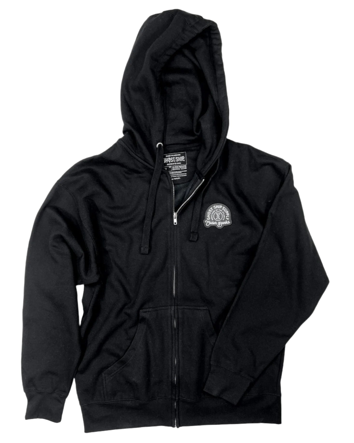 Black Insignia Zip Up Hoodie - GHOSTSHIP.Supply