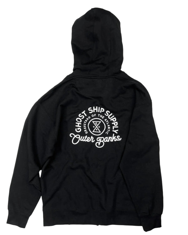 Black Insignia Zip Up Hoodie - GHOSTSHIP.Supply