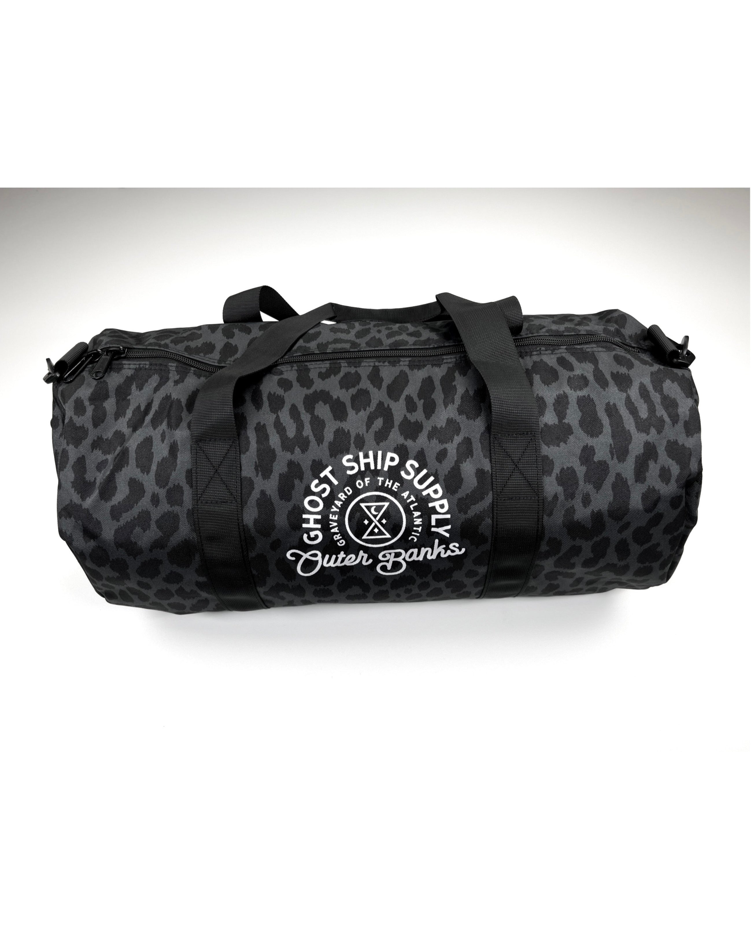 Black Leopard Print Insignia Duffle Bag - GHOSTSHIP.Supply