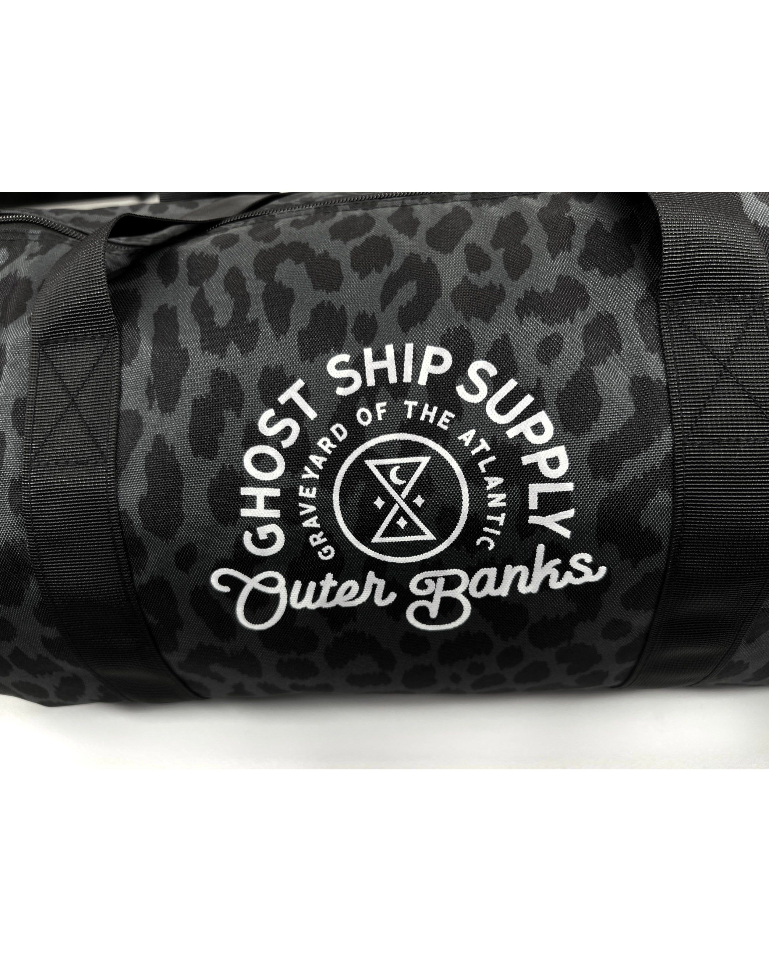 Black Leopard Print Insignia Duffle Bag - GHOSTSHIP.Supply