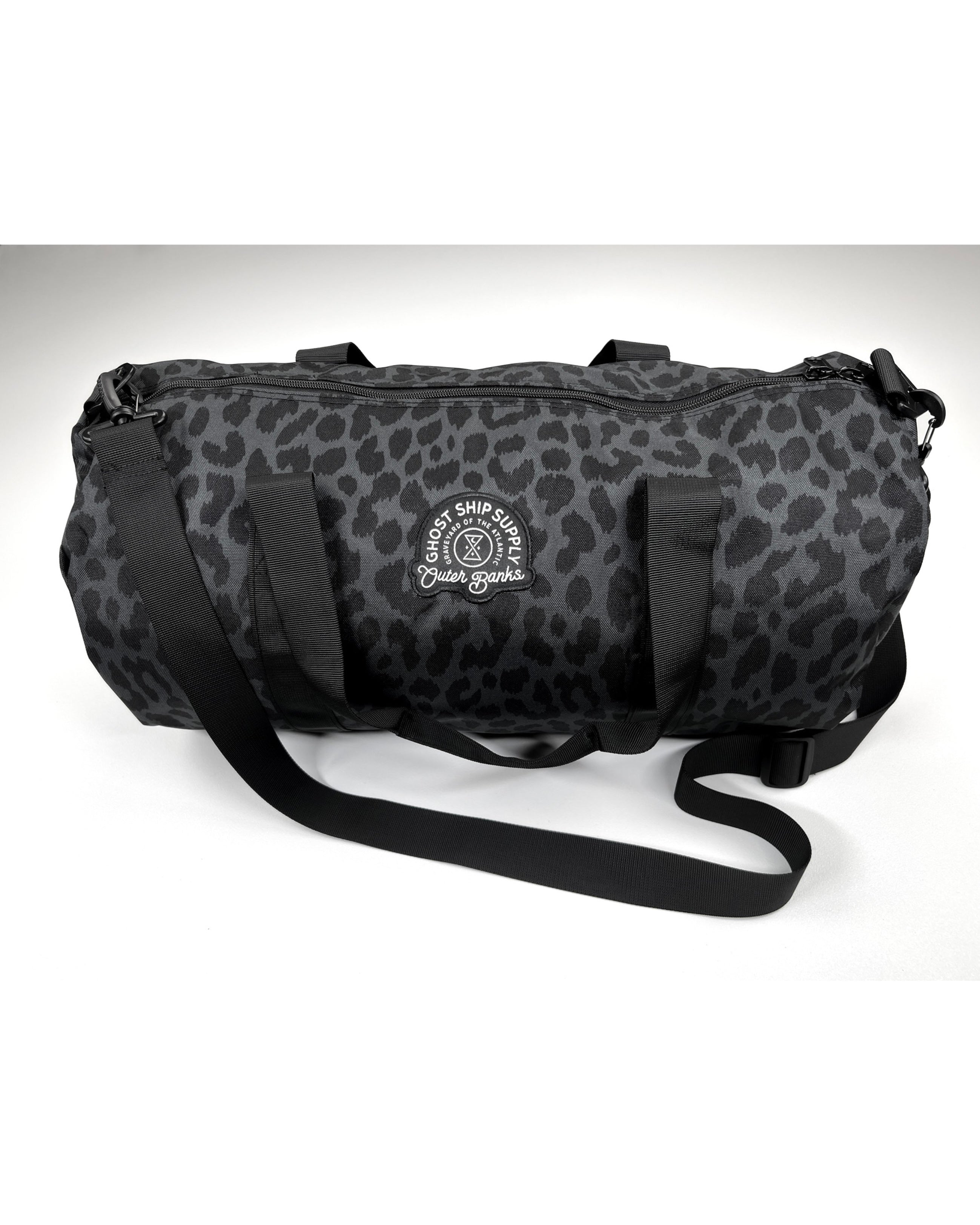 Black Leopard Print Insignia Duffle Bag - GHOSTSHIP.Supply