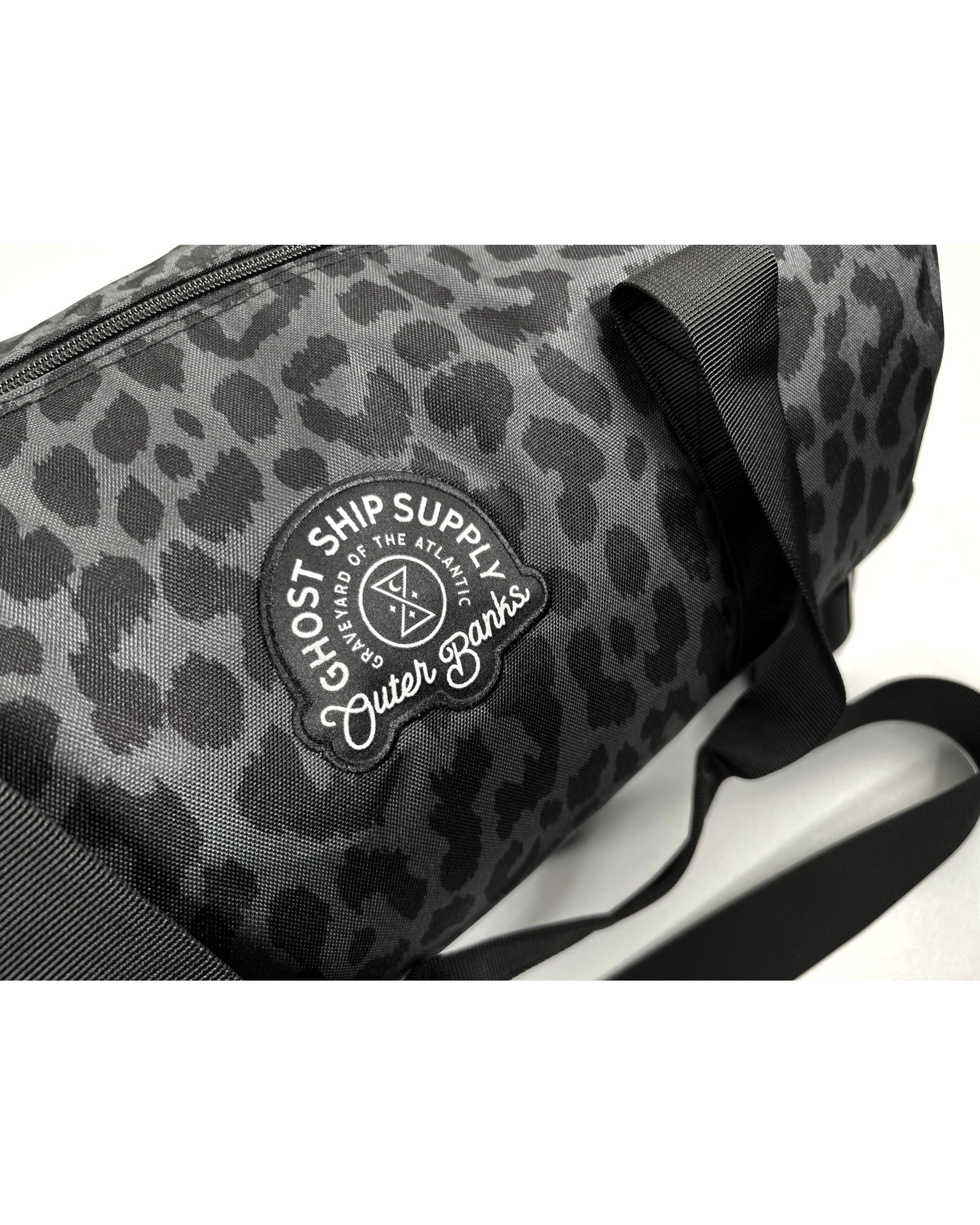 Black Leopard Print Insignia Duffle Bag - GHOSTSHIP.Supply