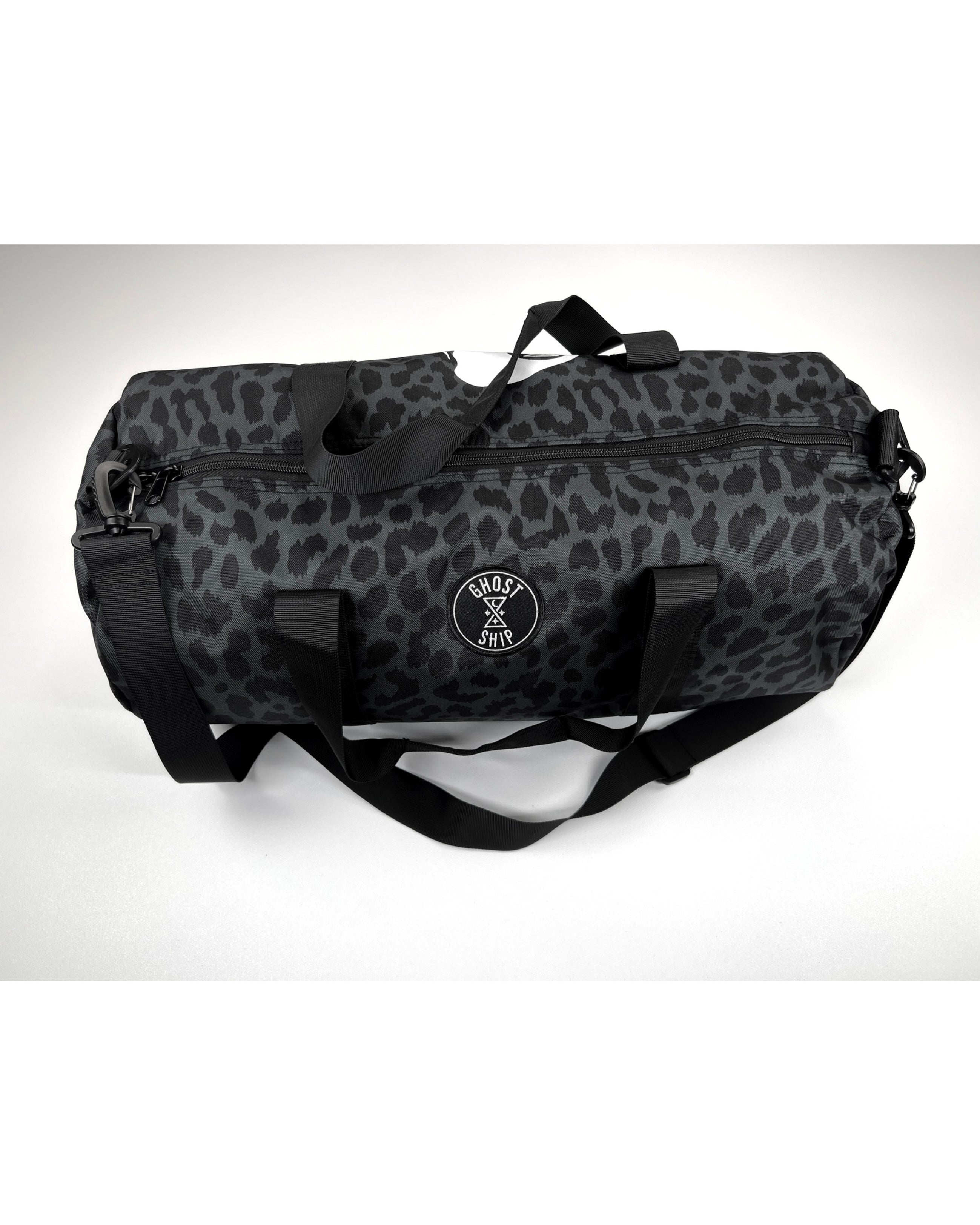 Black Leopard Print Ominous Skull Duffle Bag - GHOSTSHIP.Supply