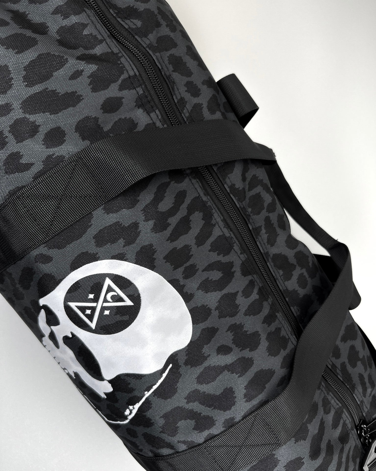 Black Leopard Print Ominous Skull Duffle Bag - GHOSTSHIP.Supply