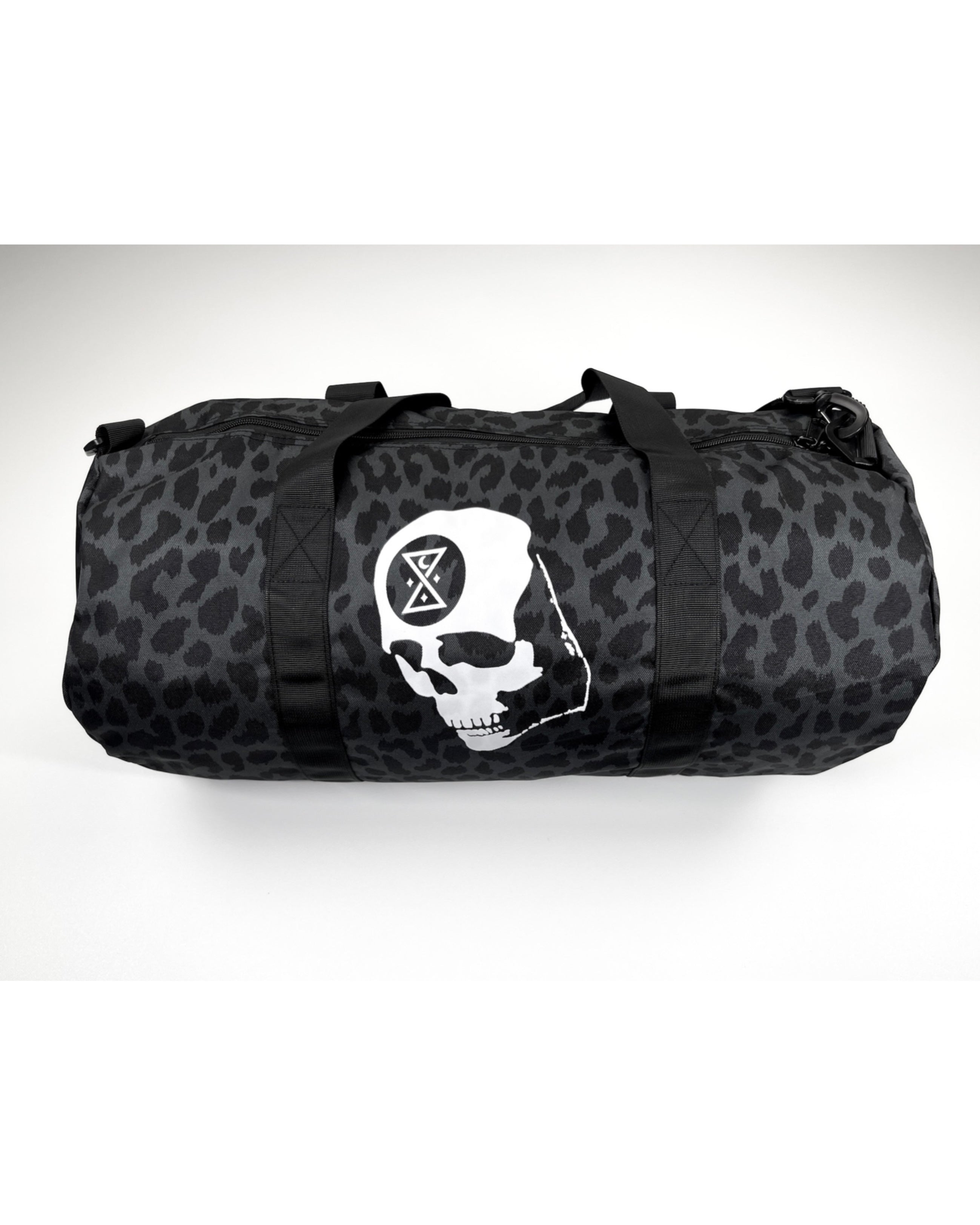 Black Leopard Print Ominous Skull Duffle Bag - GHOSTSHIP.Supply