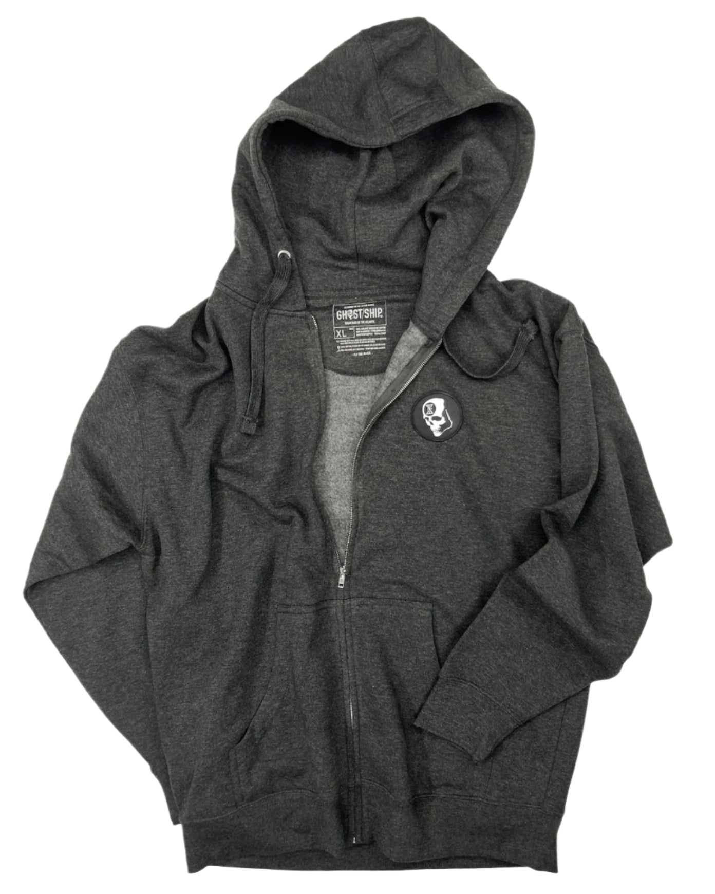 Dark Heather Gray Ominous Zip Up Hoodie Sweats - GHOSTSHIP.Supply