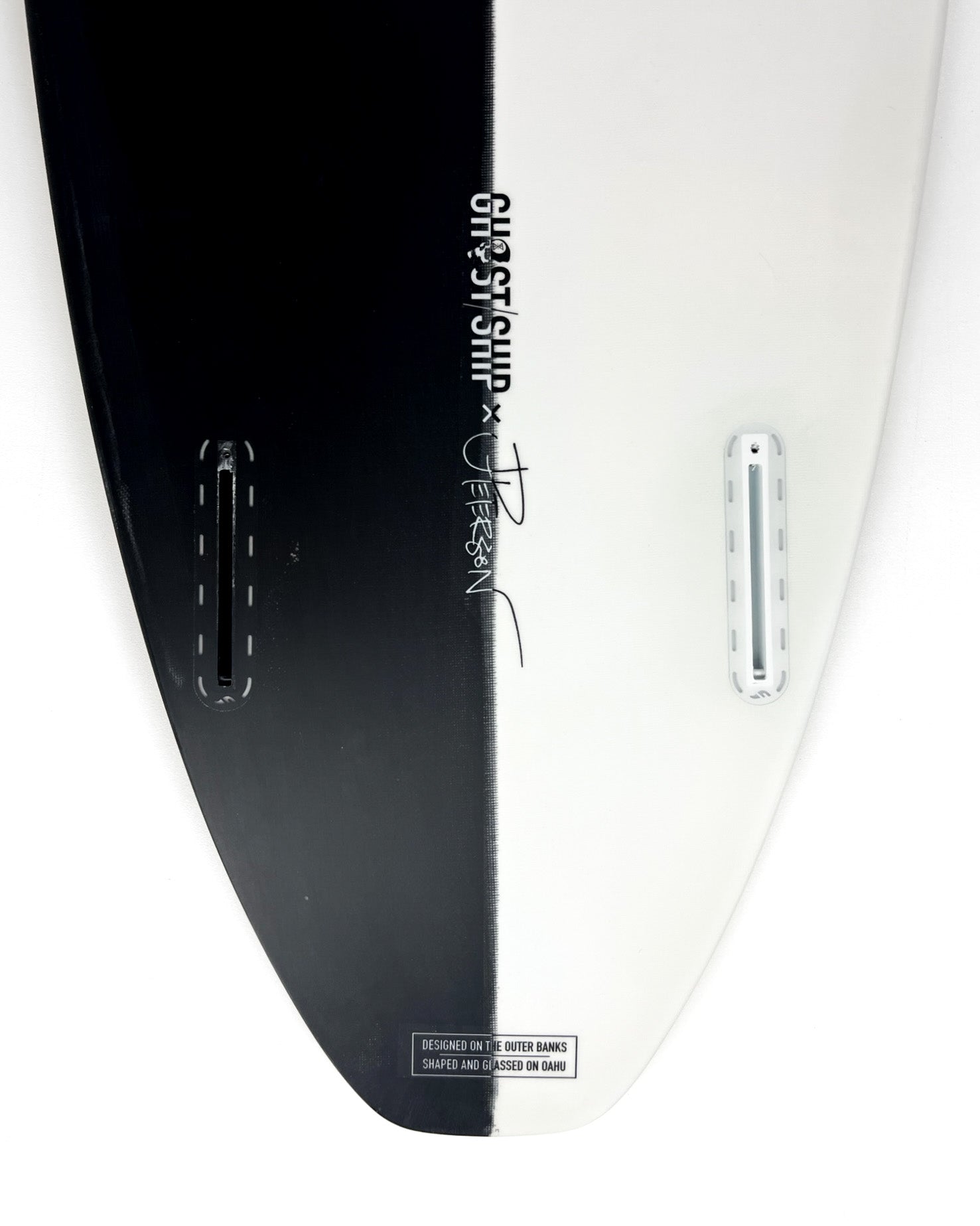 Ghost Ship x Josh Peterson Black & White Vee Twin Surfboard 6’10” - GHOSTSHIP.Supply