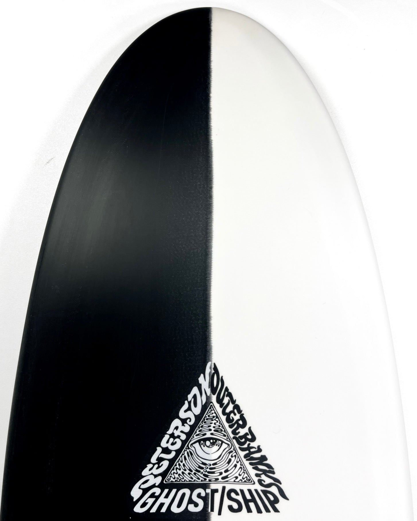 Ghost Ship x Josh Peterson Black & White Vee Twin Surfboard 6’10” - GHOSTSHIP.Supply