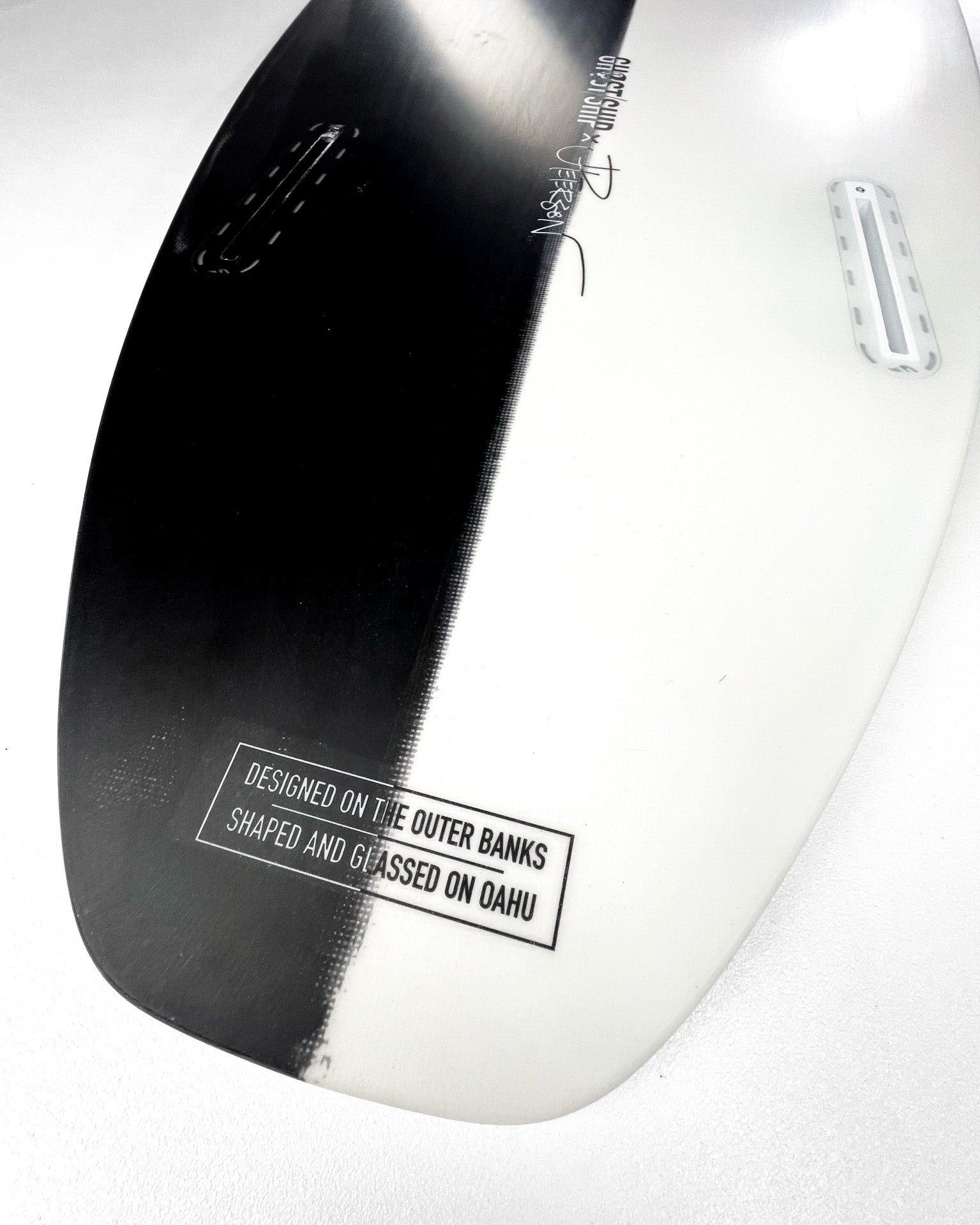 Ghost Ship x Josh Peterson Black & White Vee Twin Surfboard 6’10” - GHOSTSHIP.Supply