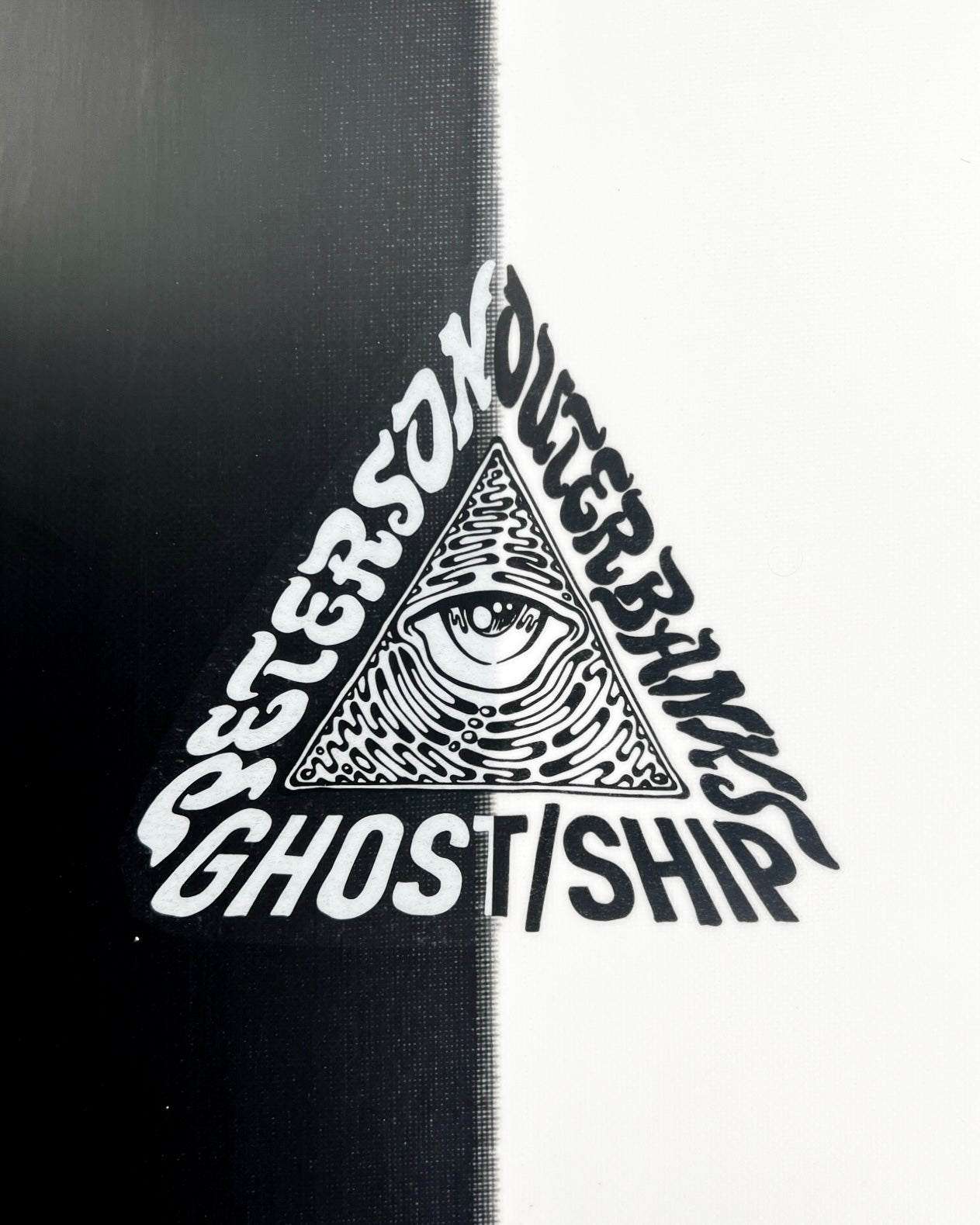 Ghost Ship x Josh Peterson Black & White Vee Twin Surfboard 6’10” - GHOSTSHIP.Supply