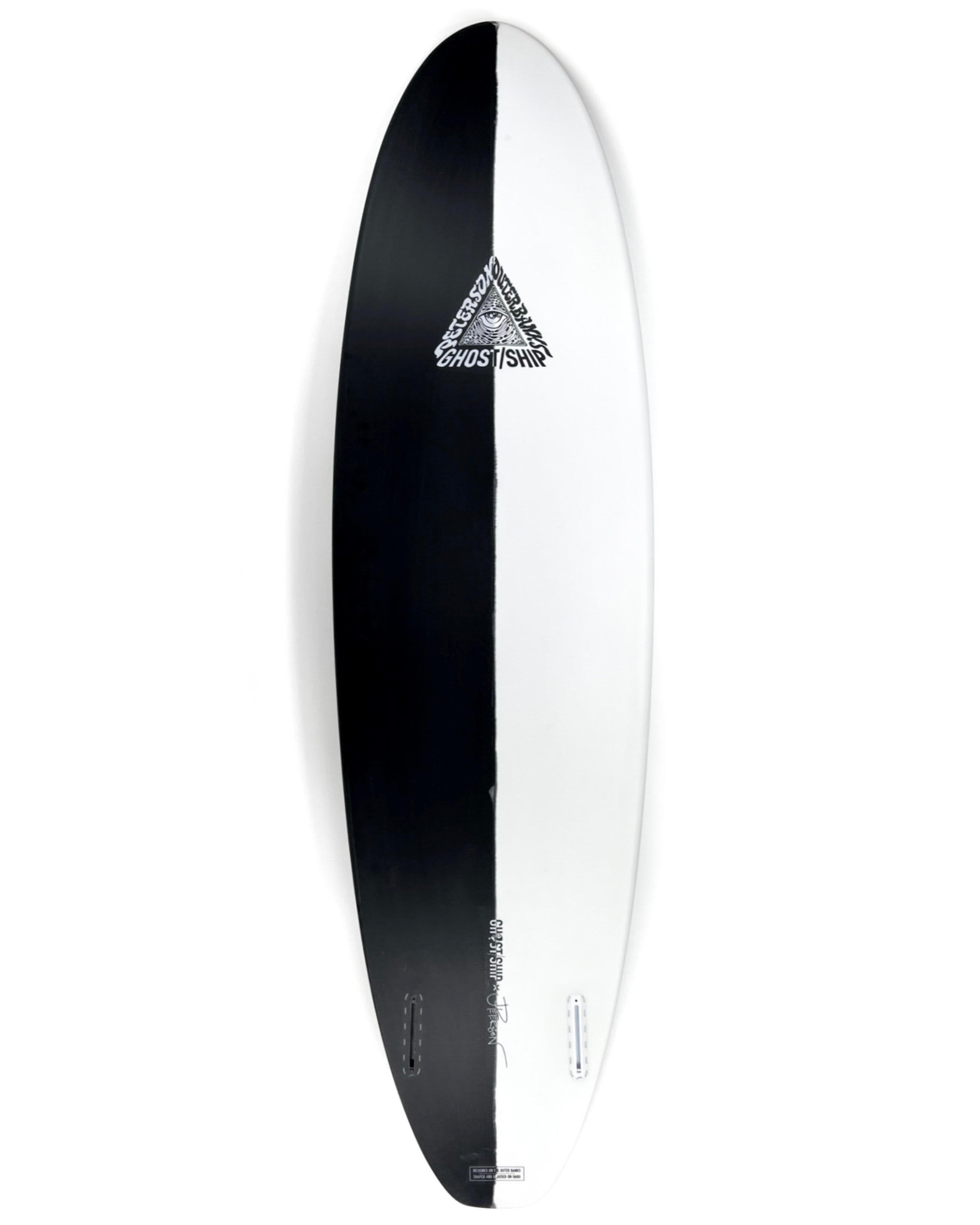 Ghost Ship x Josh Peterson Black & White Vee Twin Surfboard 6’6” - GHOSTSHIP.Supply