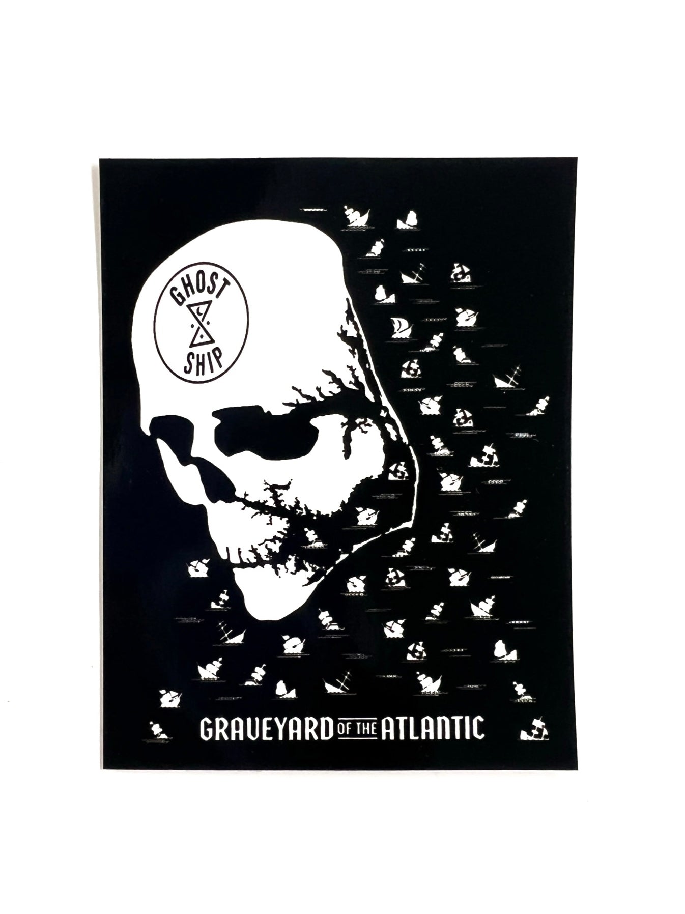 Graveyard of the Atlantic Black Rectangle Sticker - Large - GHOSTSHIP.Supply