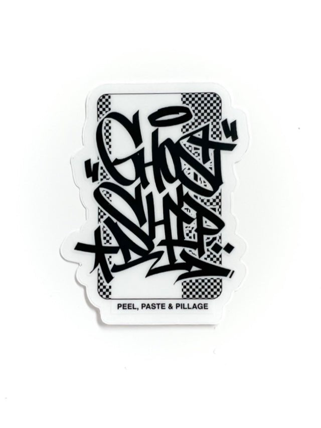 Hello My Name Is... Black and White Vert Checkered Tag Sticker - GHOSTSHIP.Supply
