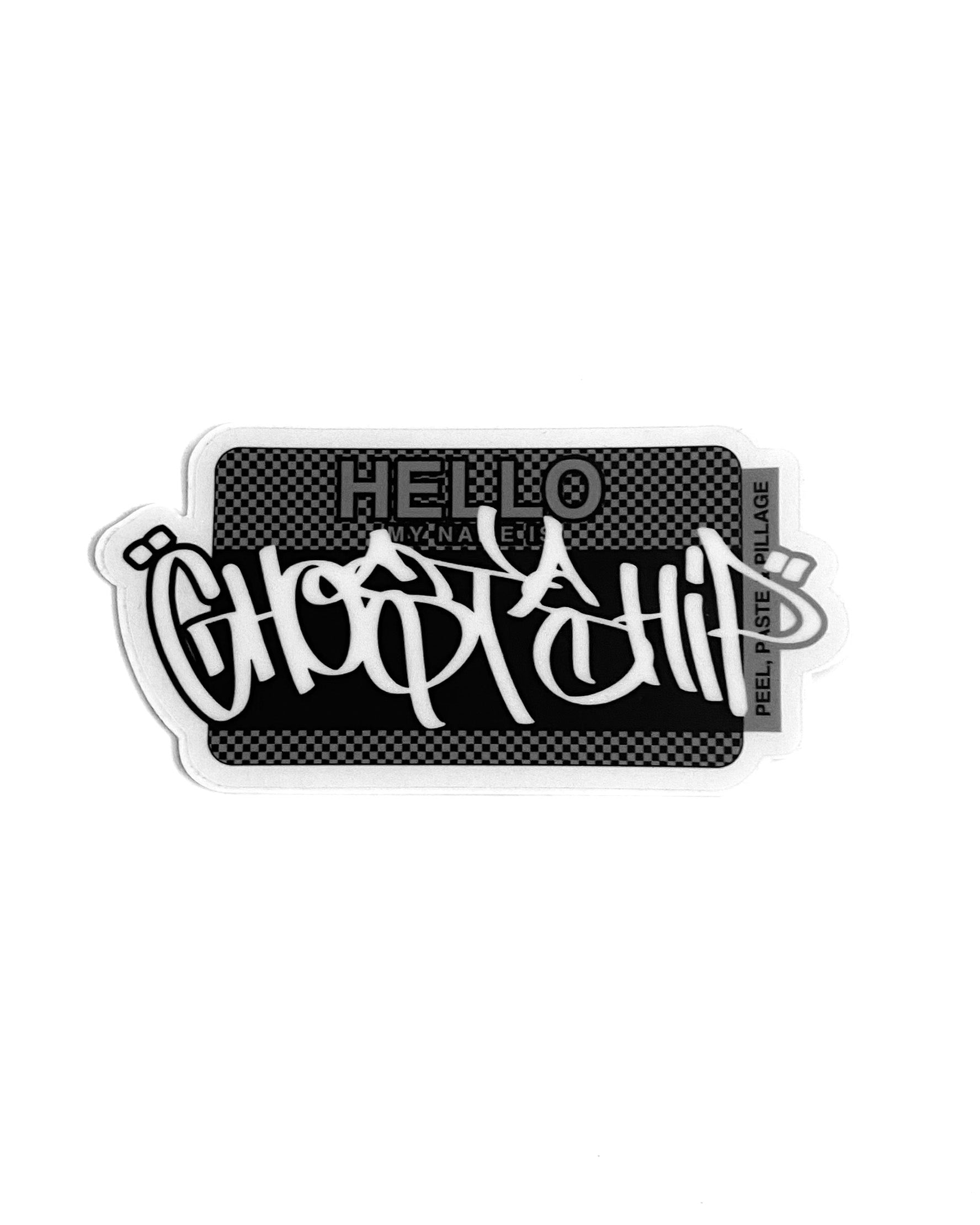 Hello My Name Is... Inverted Black and White Checkered Tag Sticker - GHOSTSHIP.Supply