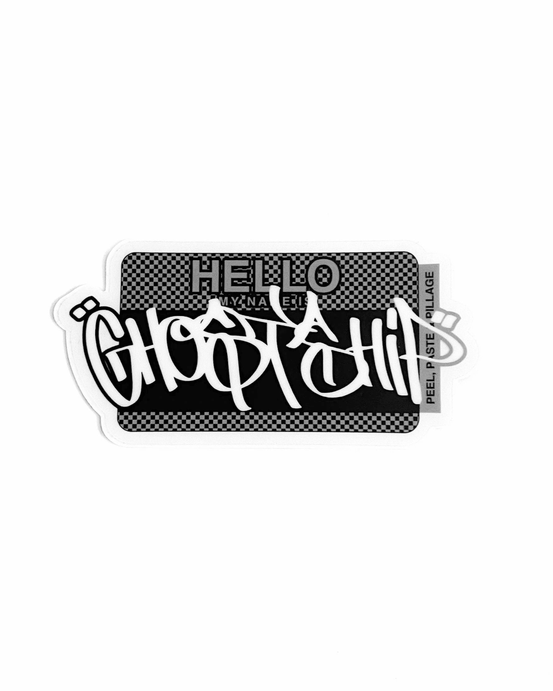 Hello My Name Is... Inverted Black and White Checkered Tag Sticker - GHOSTSHIP.Supply