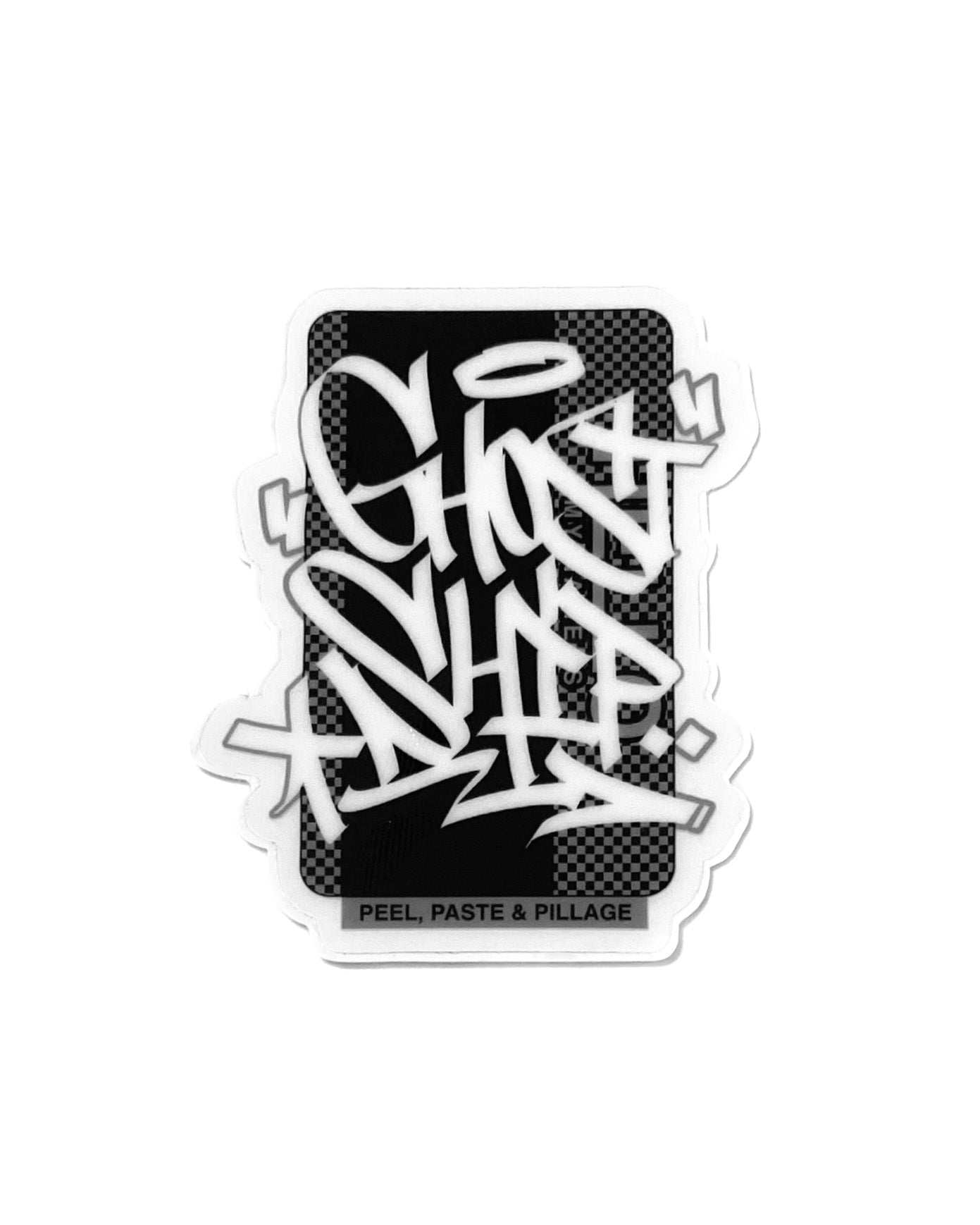 Hello My Name Is... Inverted Black and White Vert Checkered Tag Sticker - GHOSTSHIP.Supply