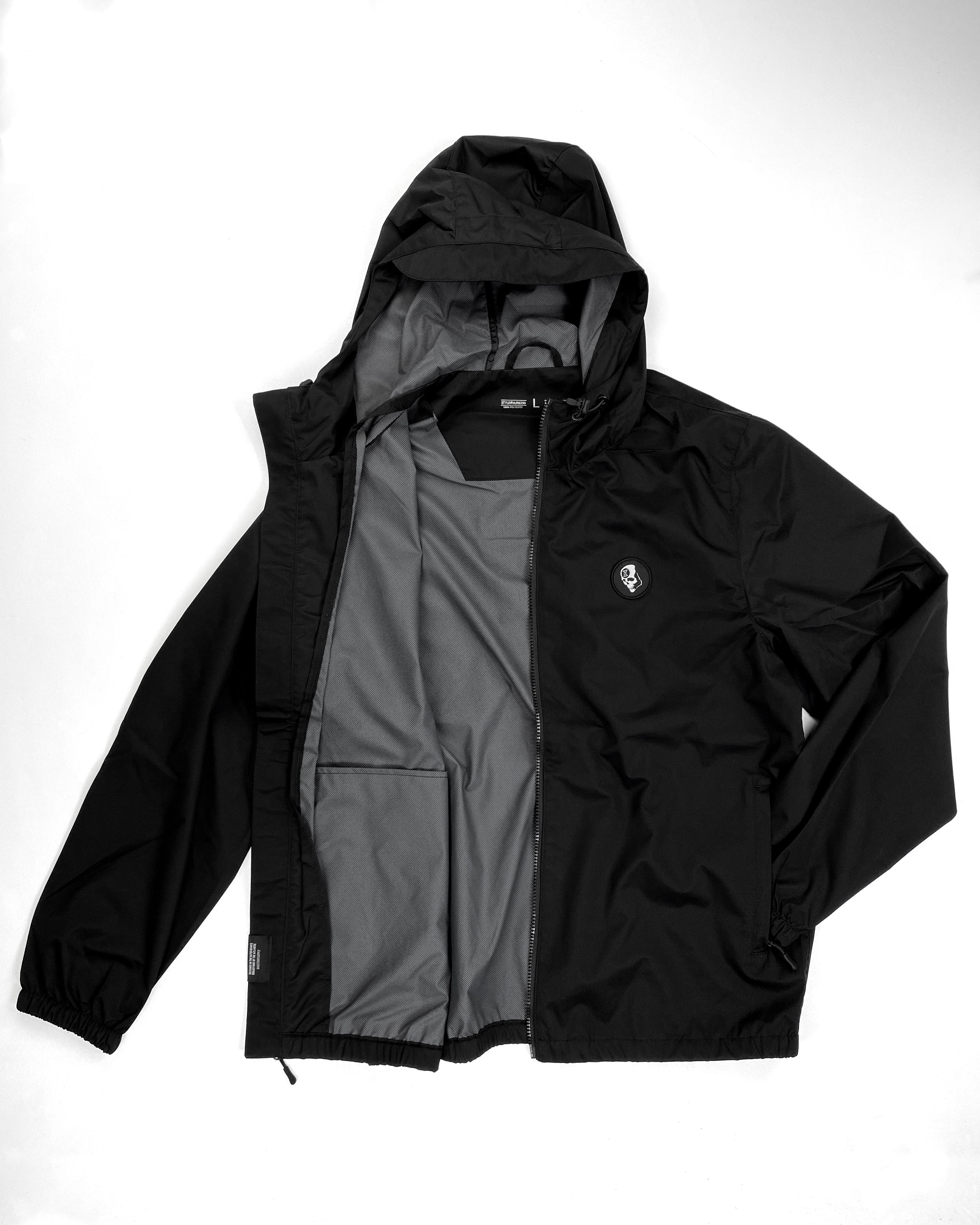 Hybrid Hooded Zip-Up Jacket - Black