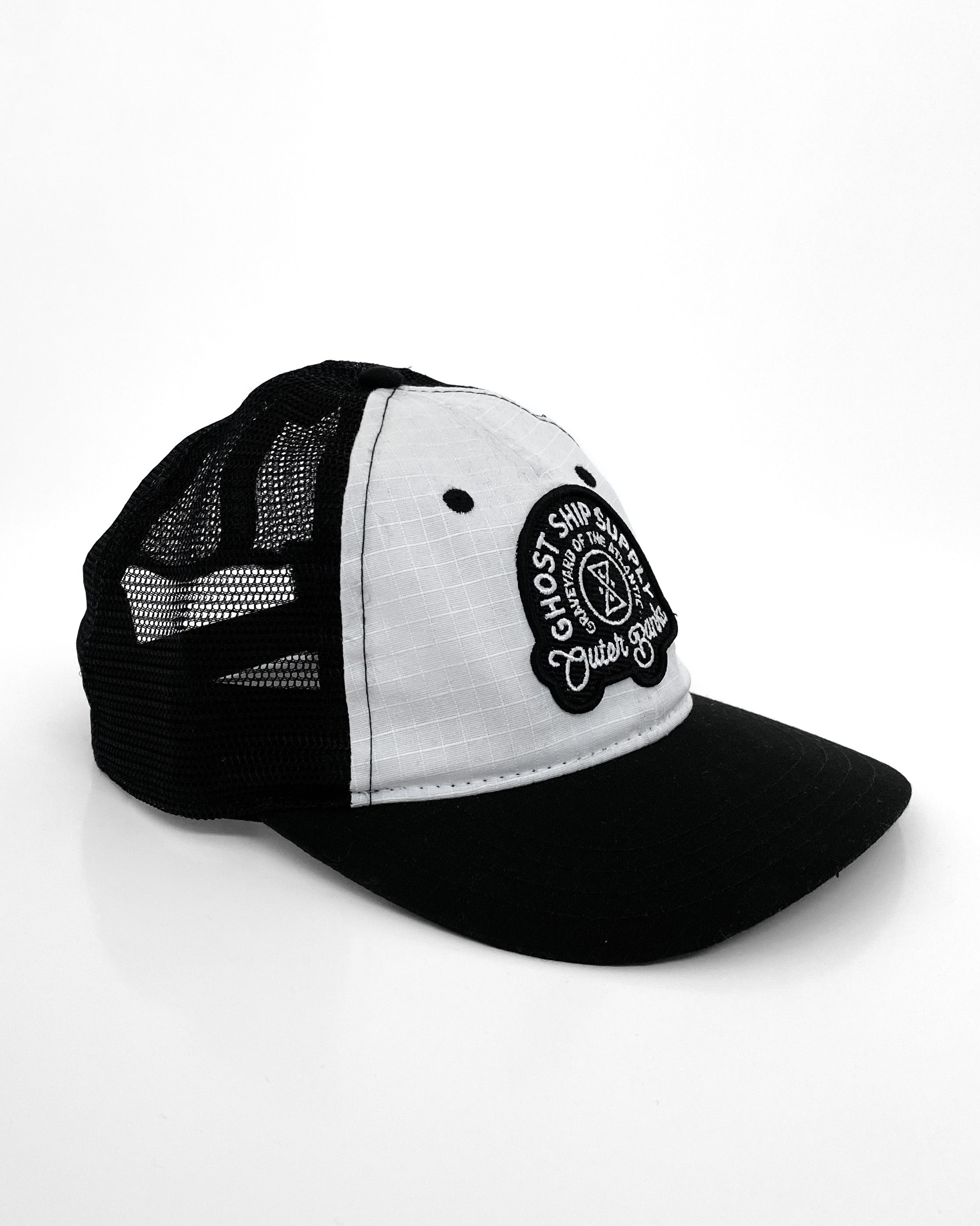Insignia White-Black Low Crown Hat - GHOSTSHIP.Supply