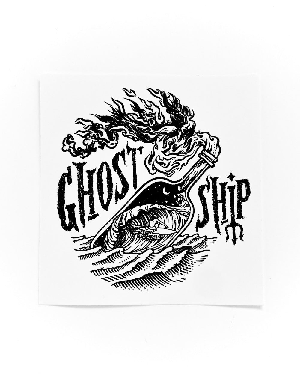 Molotov Cocktail White Rectangle Sticker - Large - GHOSTSHIP.Supply