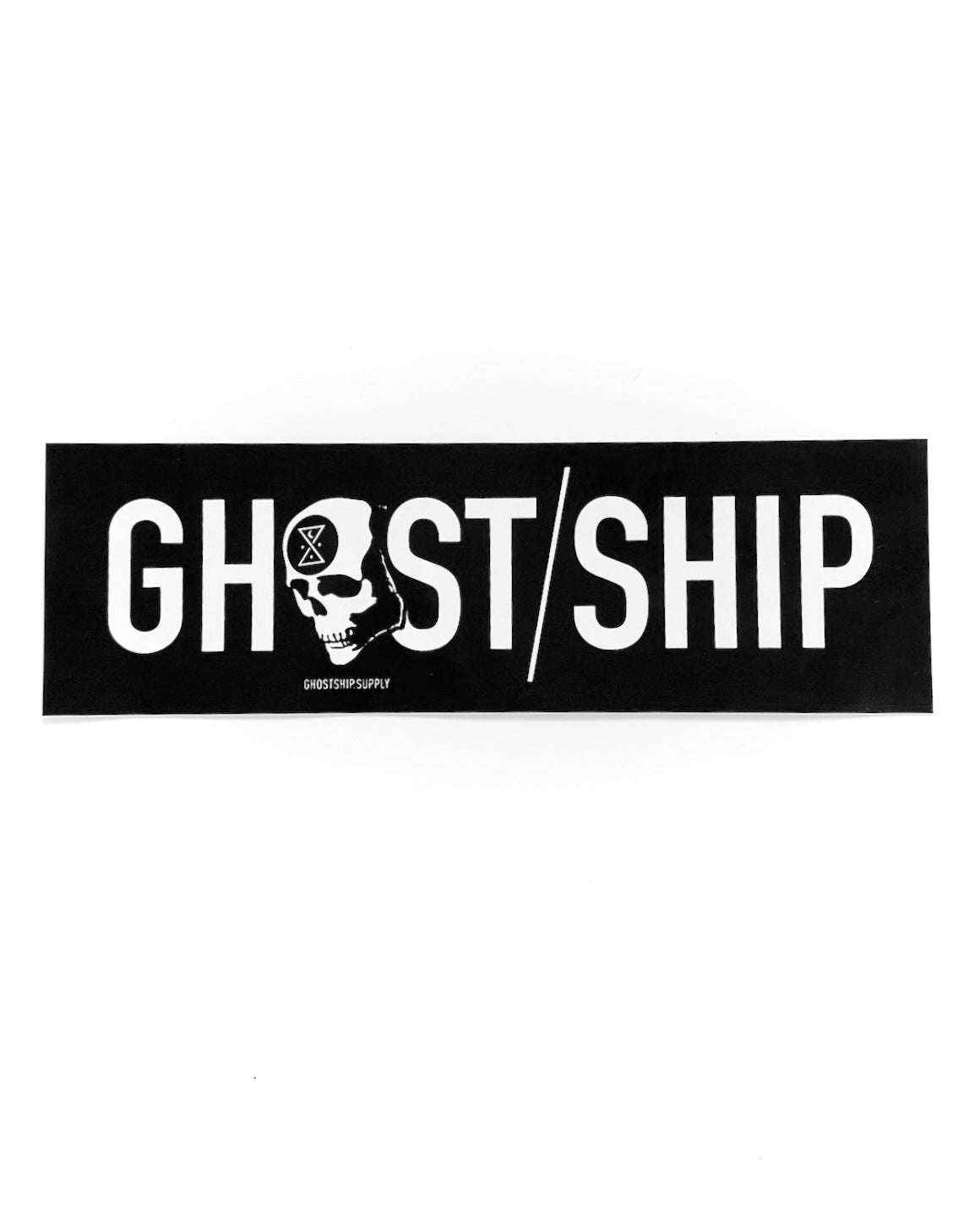 Ominous Skull Full Logo on Black Rectangle Sticker - XL - GHOSTSHIP.Supply