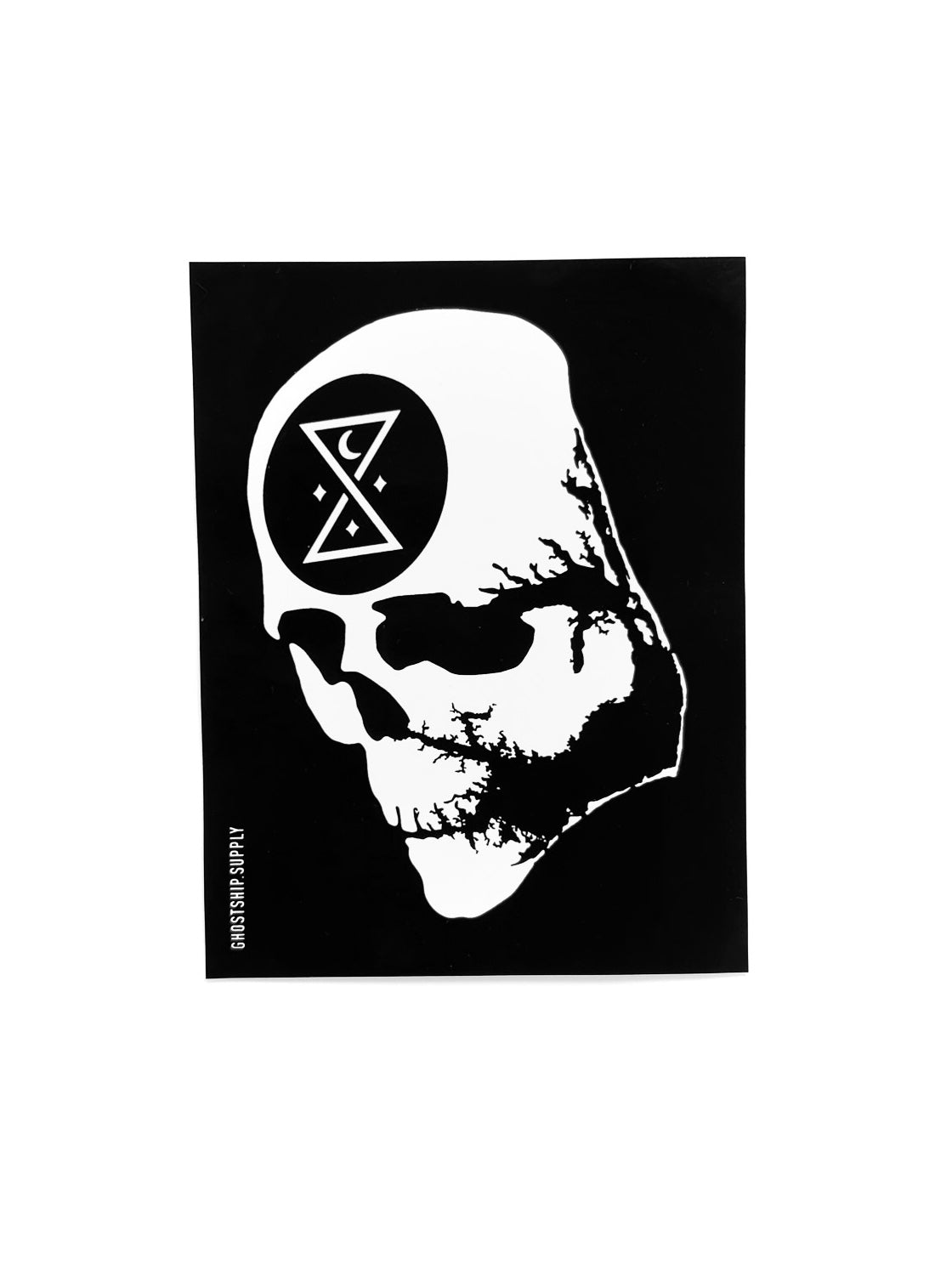 Ominous Skull Map Black Rectangle Sticker - JUMBO - GHOSTSHIP.Supply