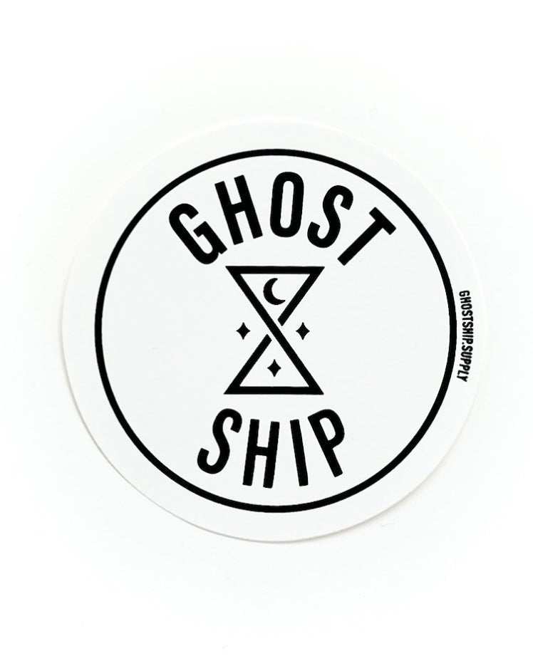 Postal logo on White Circle Sticker - Large - GHOSTSHIP.Supply