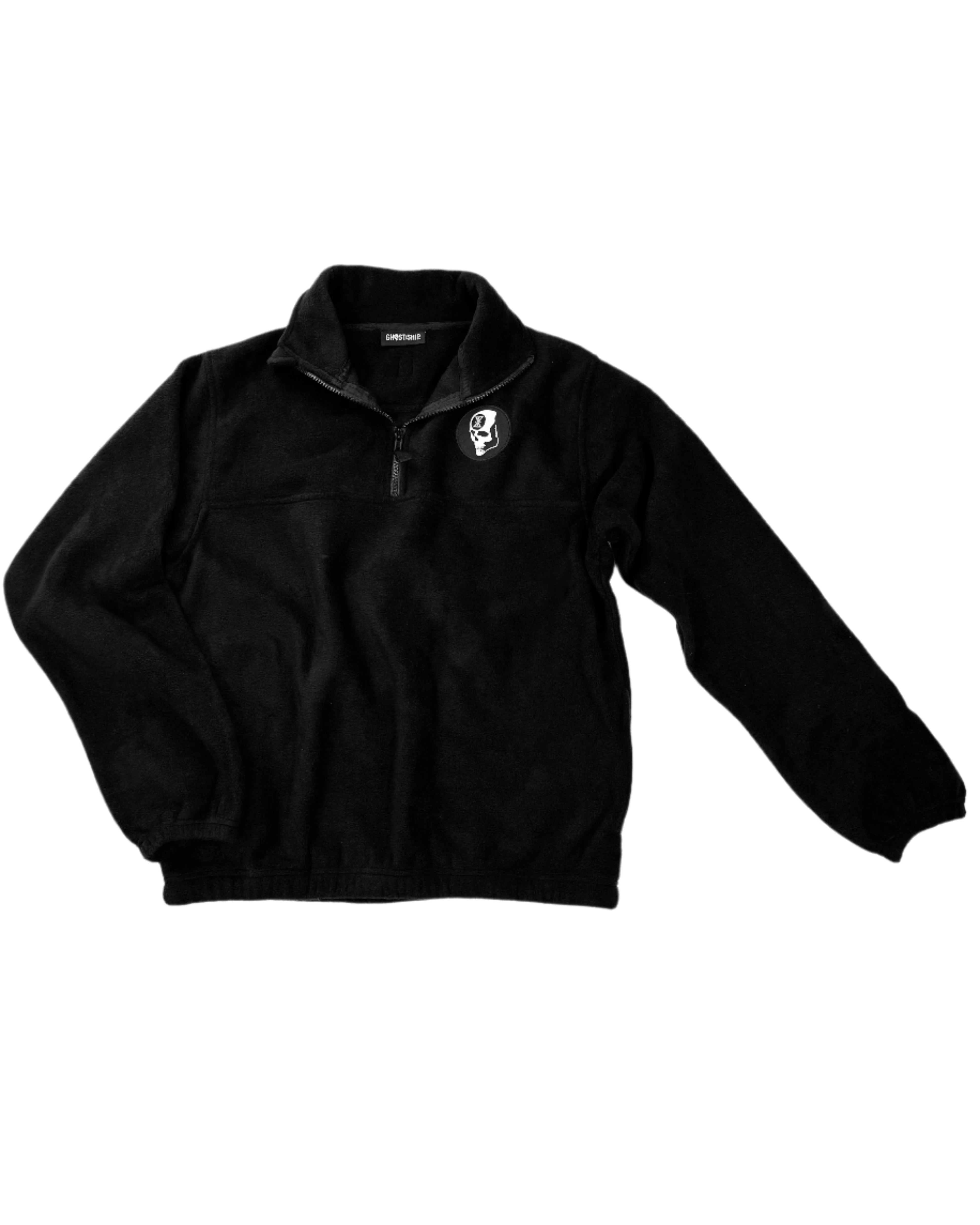 Quarter Zip Ominous Skull Fleece - Black - GHOSTSHIP.Supply