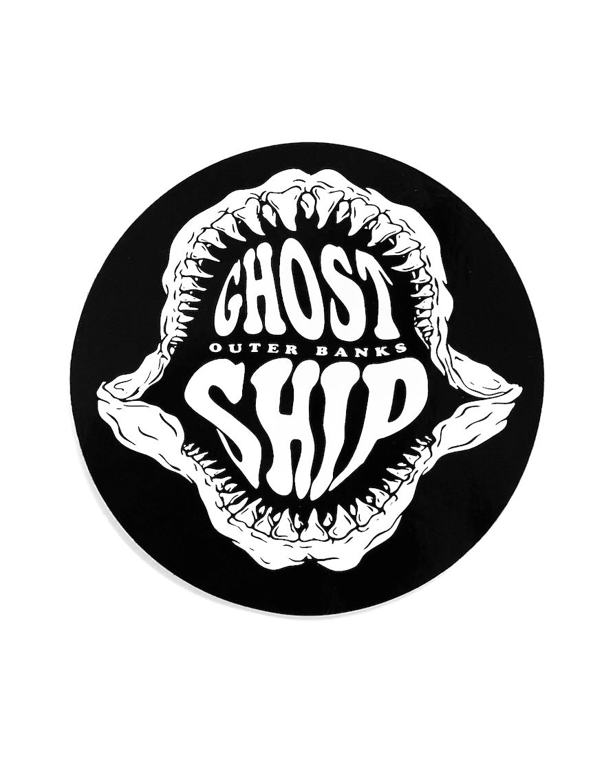 Shark Week logo on Black Circle Sticker - Large - GHOSTSHIP.Supply