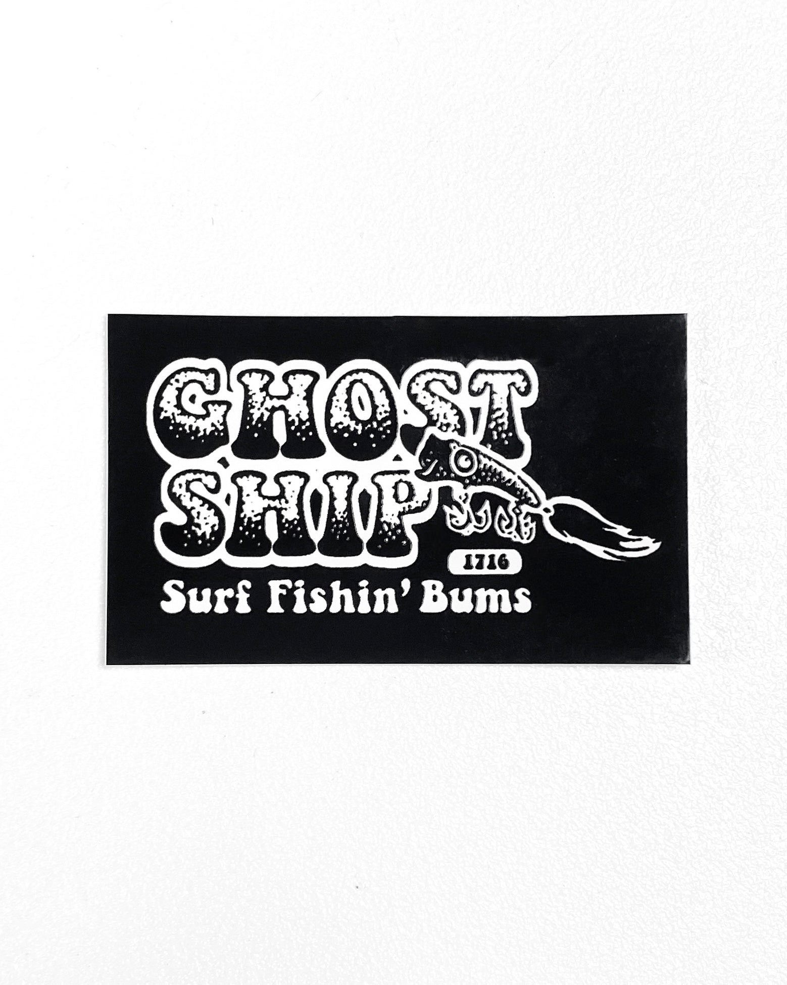 Surf Fishin’ Bums Black Rectangle Sticker - Small - GHOSTSHIP.Supply